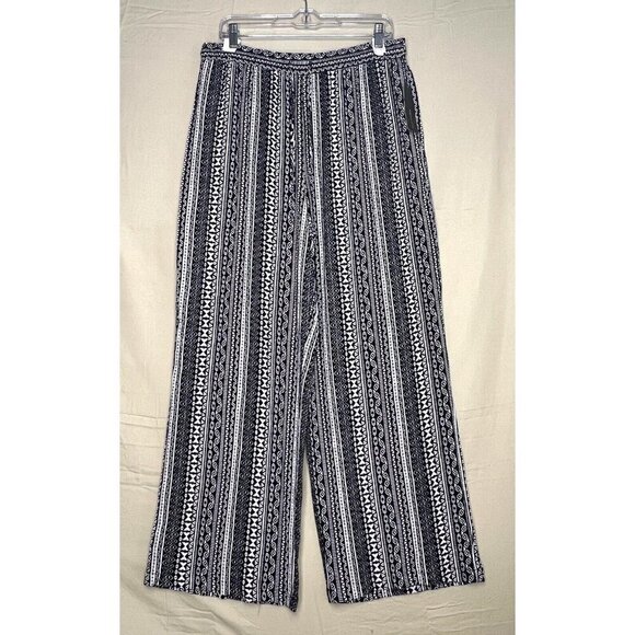 NWT Robert Louis Wide Leg Pull On Pants Womens Large Slinky Knit Aztec Geometric - Picture 1 of 11